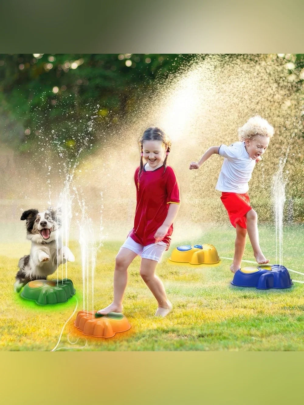 2-in-1 Kids Water Sprinkler & Balance Stepping Stone 2 Octopus w/ LED Lights NIB